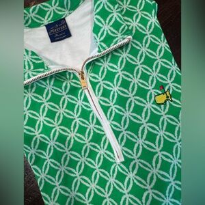 Masters Peter Millar Green and White quarter zip